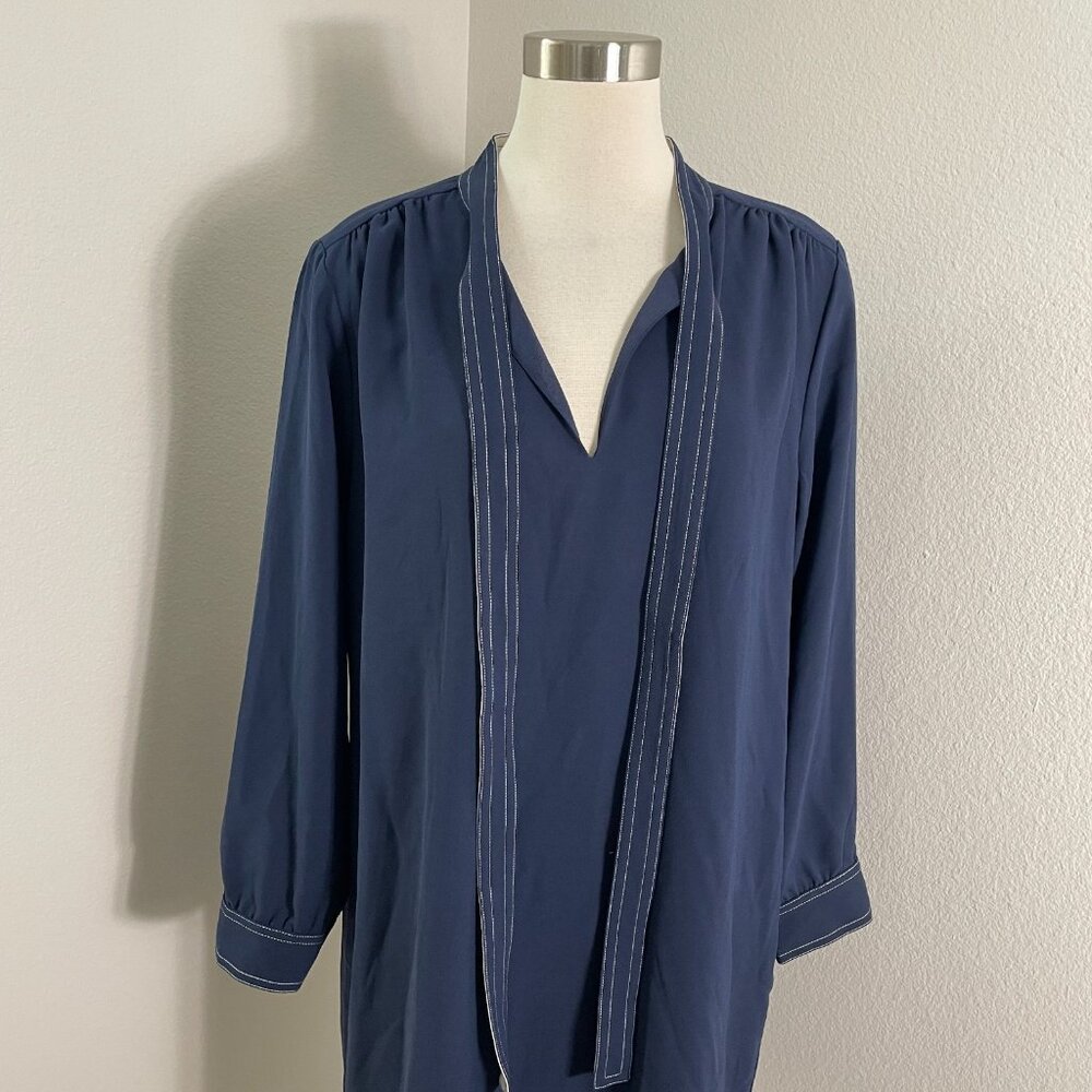 NEW J Crew Womens Plus 16 Navy Shift Dress With Necktie in 365 Crepe Long Sleeve - Picture 5 of 16